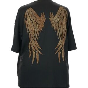Black Tee with Gold Wing Back Graphic